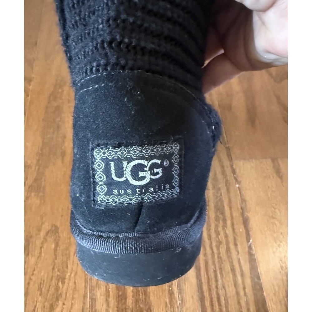 Ugg Black Cardy Classic Knitted Sweater‎ Tall Foldover Button Boot Size 7 - Picture 7 of 11